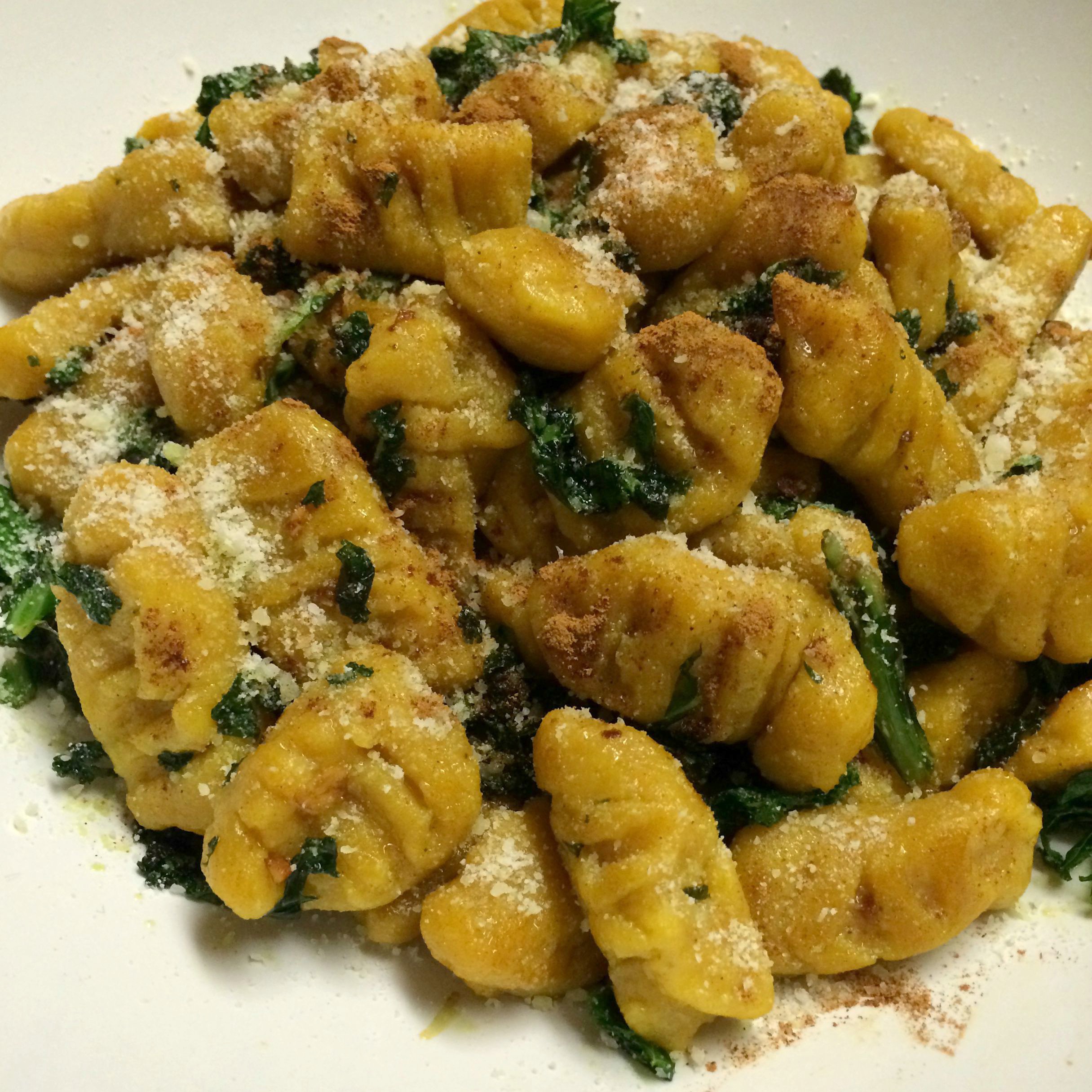 Pumpkin Gnocchi with Brown Butter Sauce and Crispy Kale