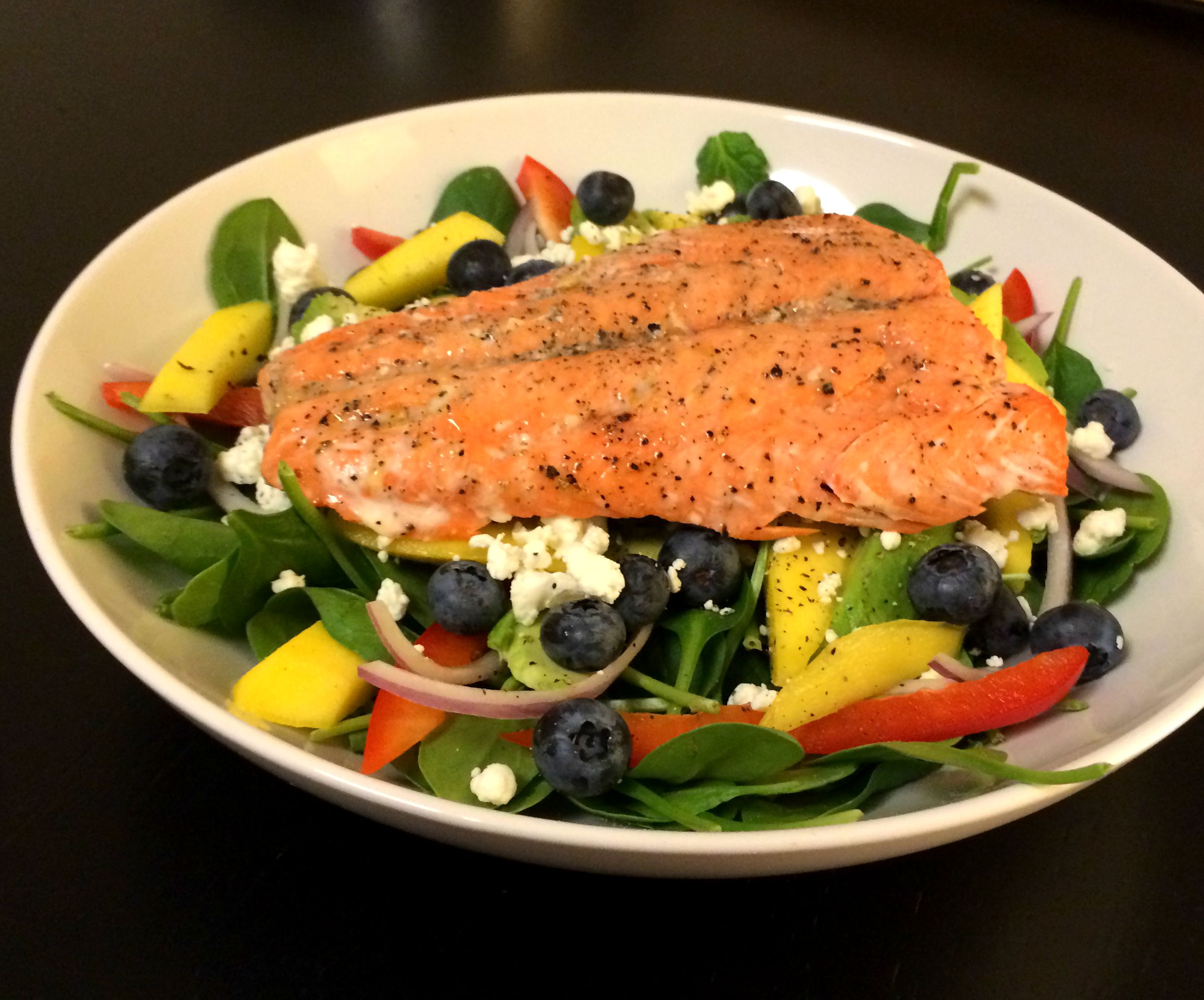 Salmon Salad with Mango & Blueberries