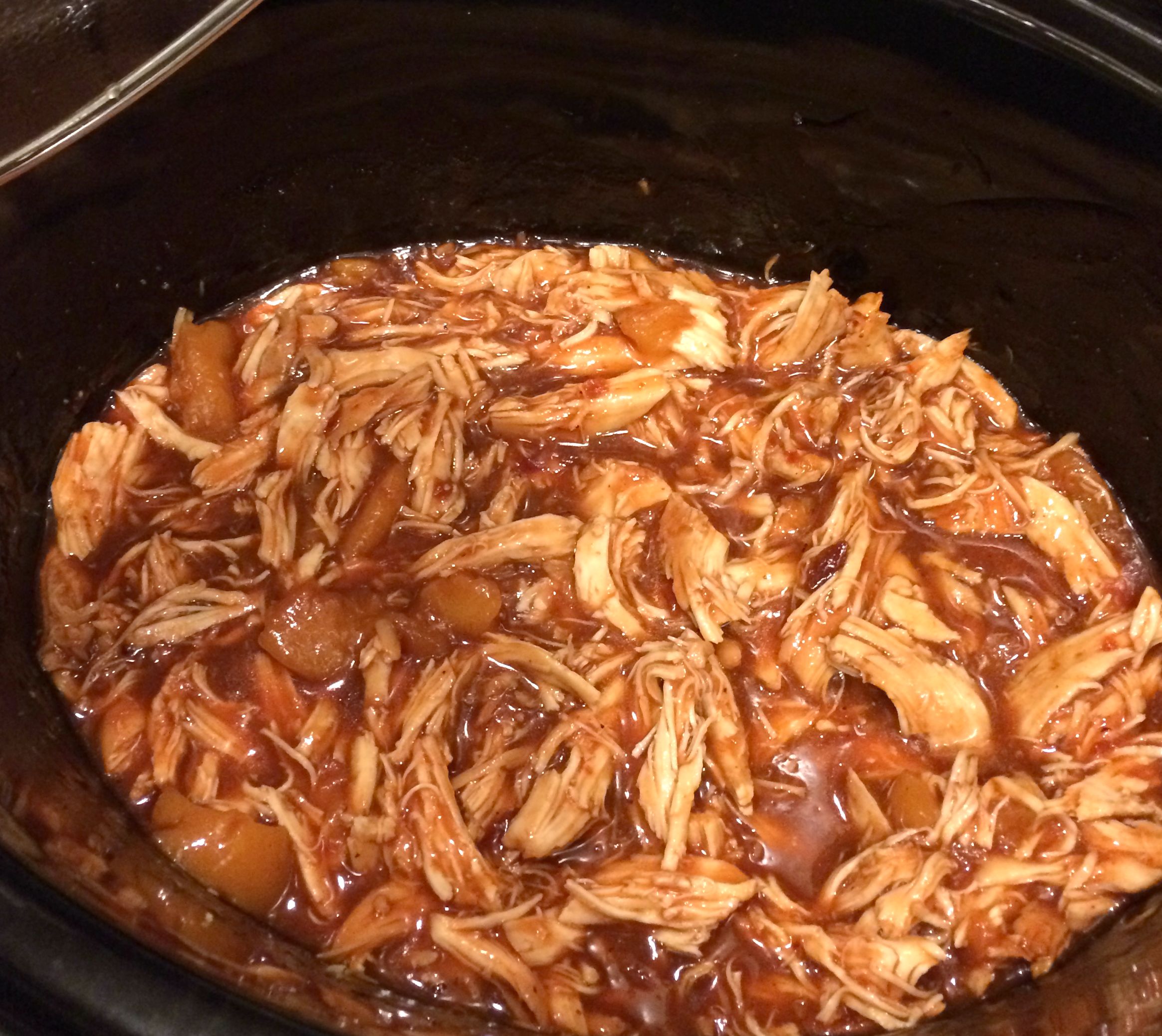 Chipotle Peach Crock Pot BBQ Chicken