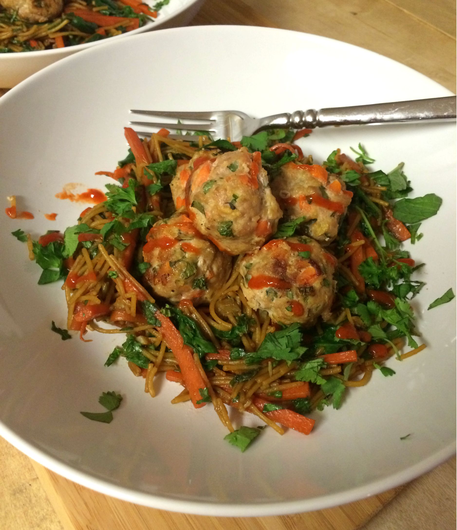 Asian Pasta with Turkey Meatballs