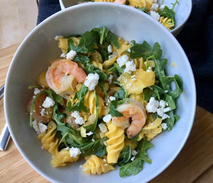 Pasta with Shrimp, Orange, and Arugula