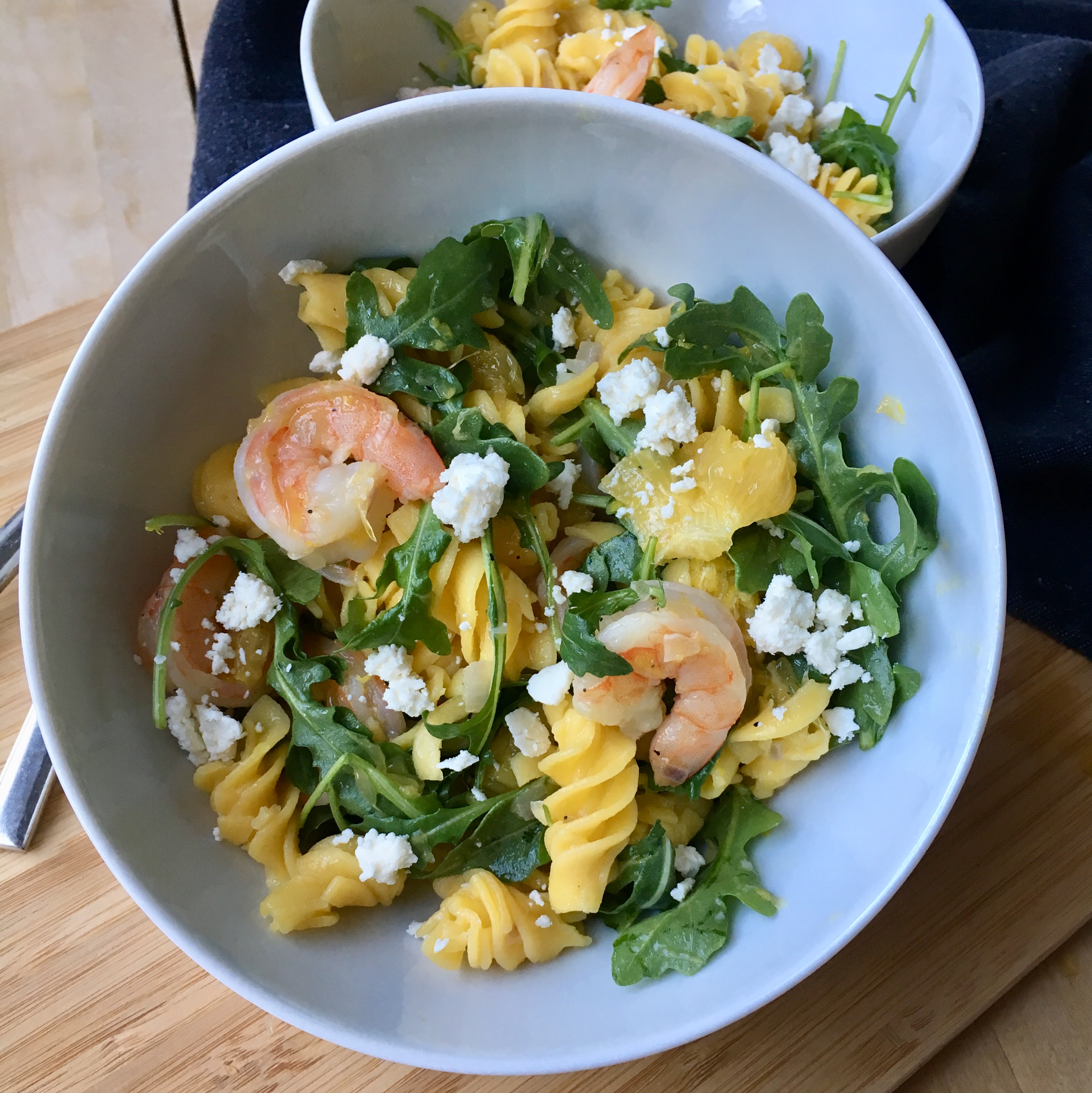 Pasta with Shrimp, Orange, and Arugula