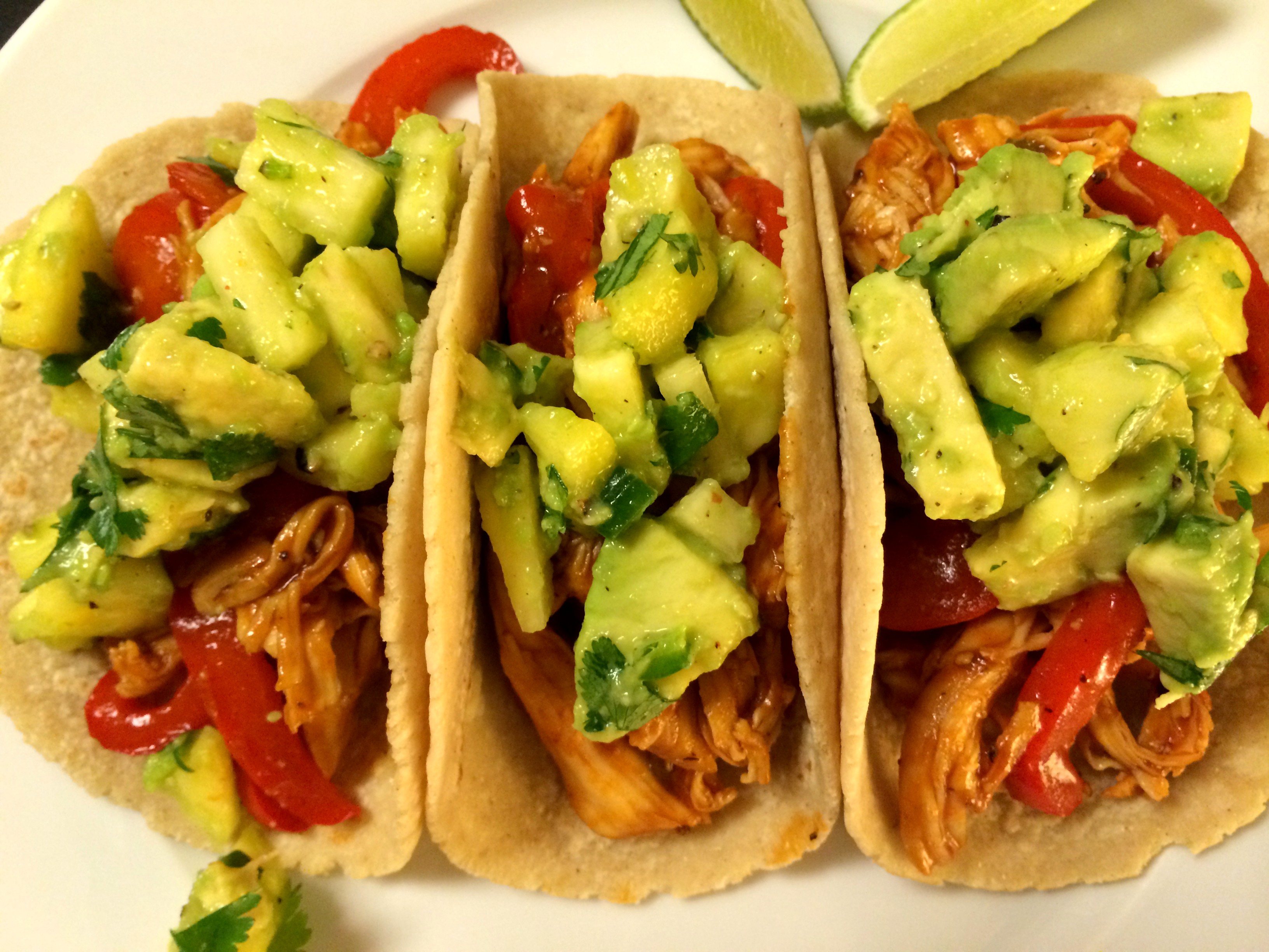 BBQ Chicken Tacos with Pineapple Avocado Salsa
