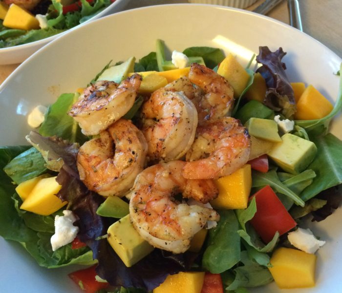 Grilled Chili Lime Shrimp, Mango, and Goat Cheese Salad