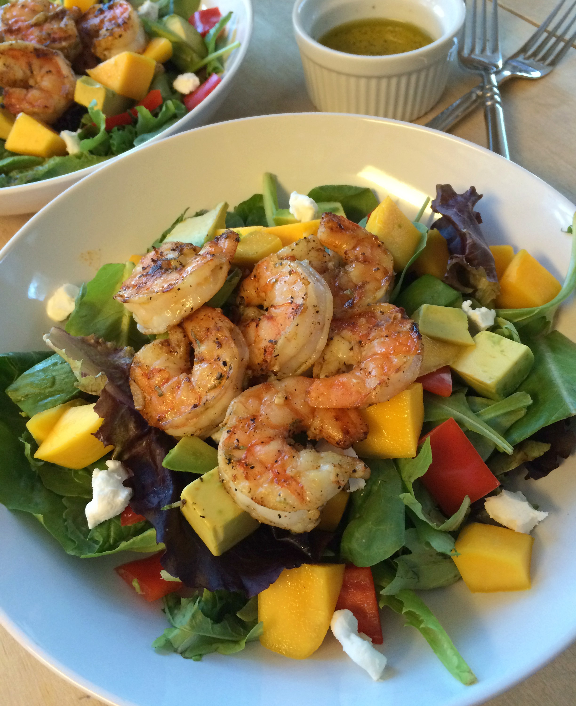 Grilled Chili Lime Shrimp, Mango, and Goat Cheese Salad