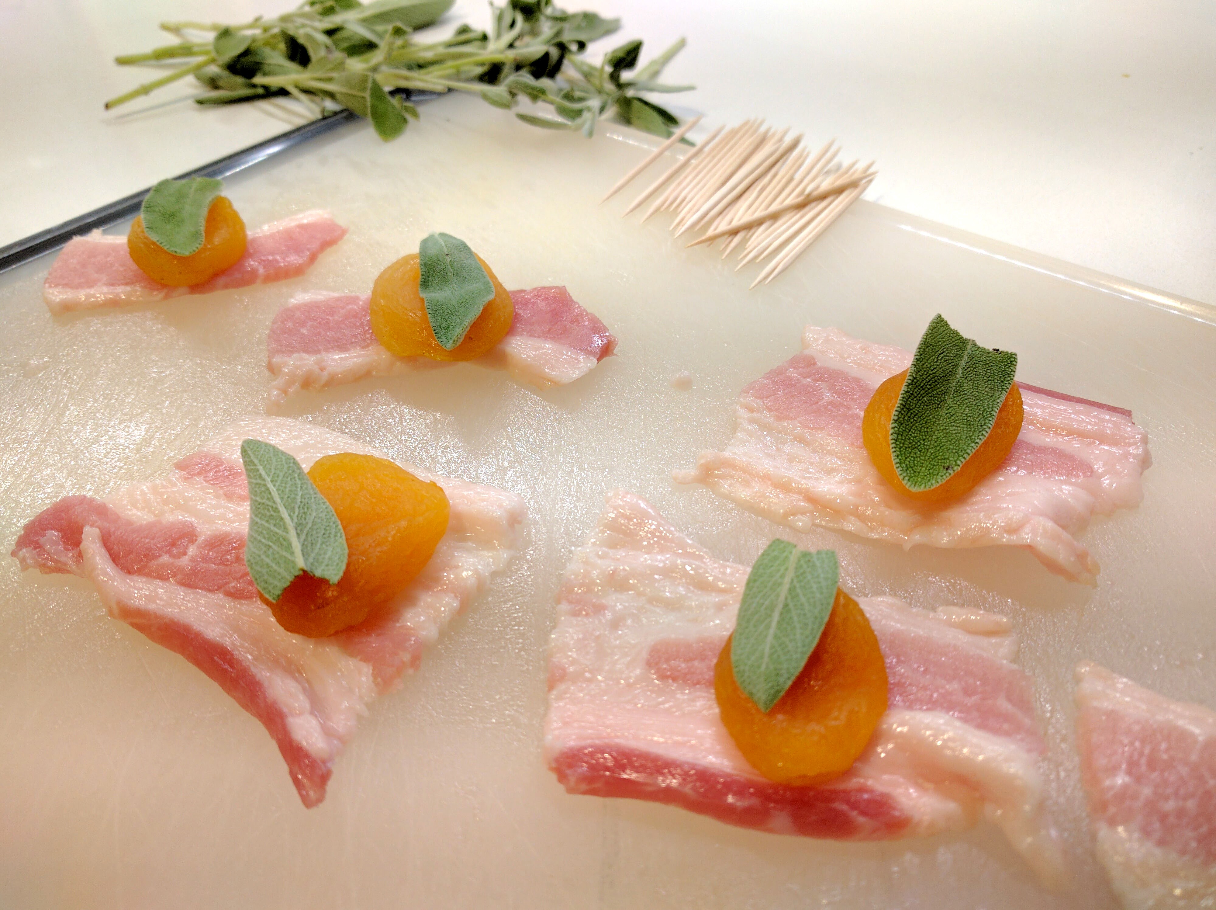 Bacon Wrapped Apricots with Sage