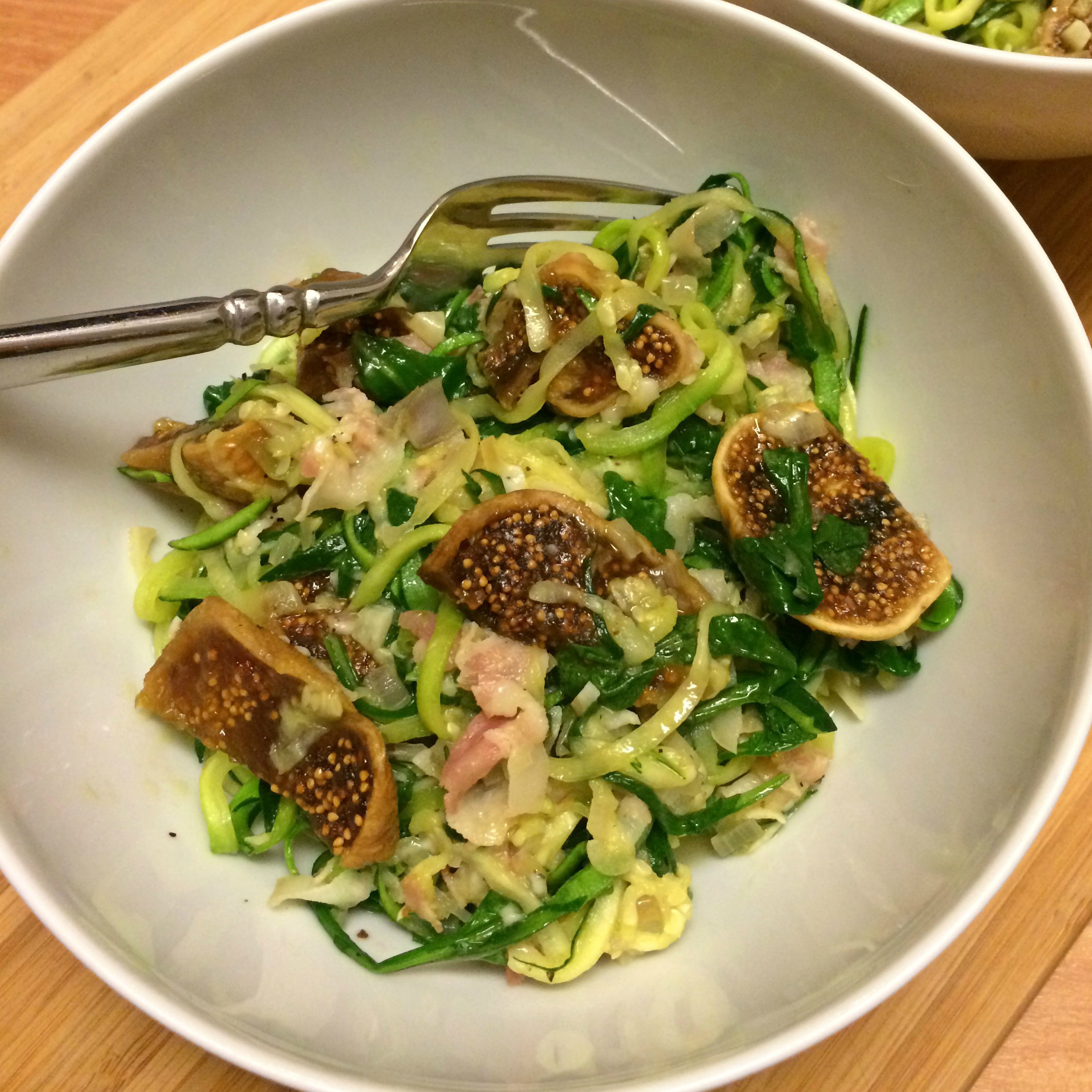 Zoodles with Pancetta, Fig, and Arugula