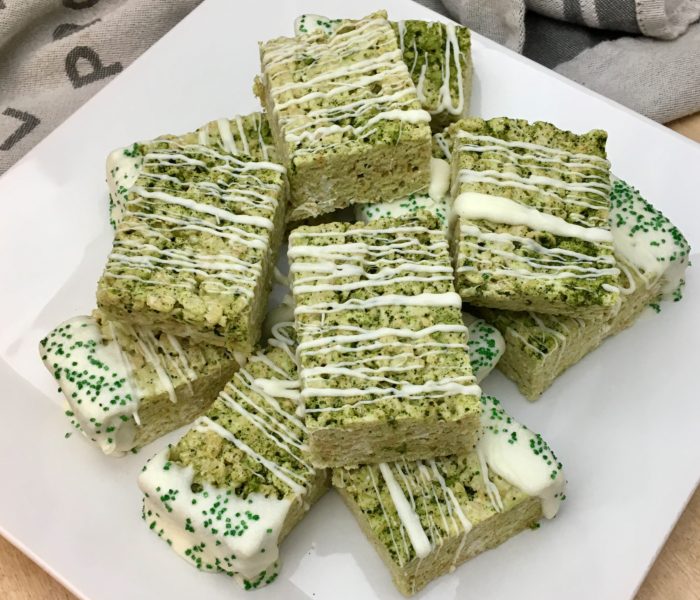 Matcha White Chocolate Crispy Treats