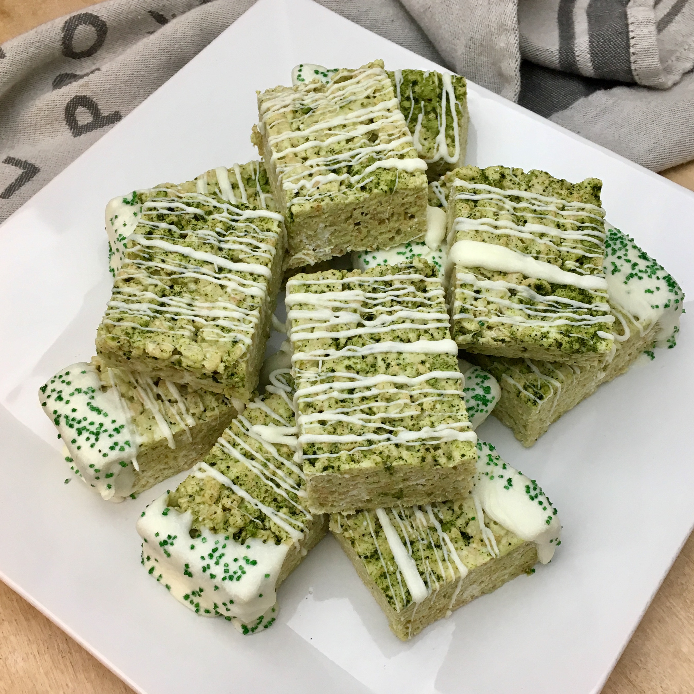 Matcha White Chocolate Crispy Treats