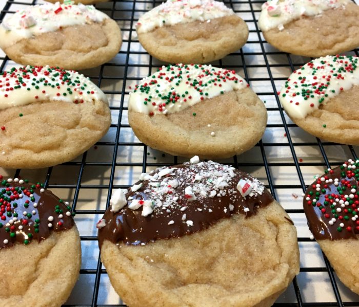 Chocolate Dipped Christmas Snickerdoodles