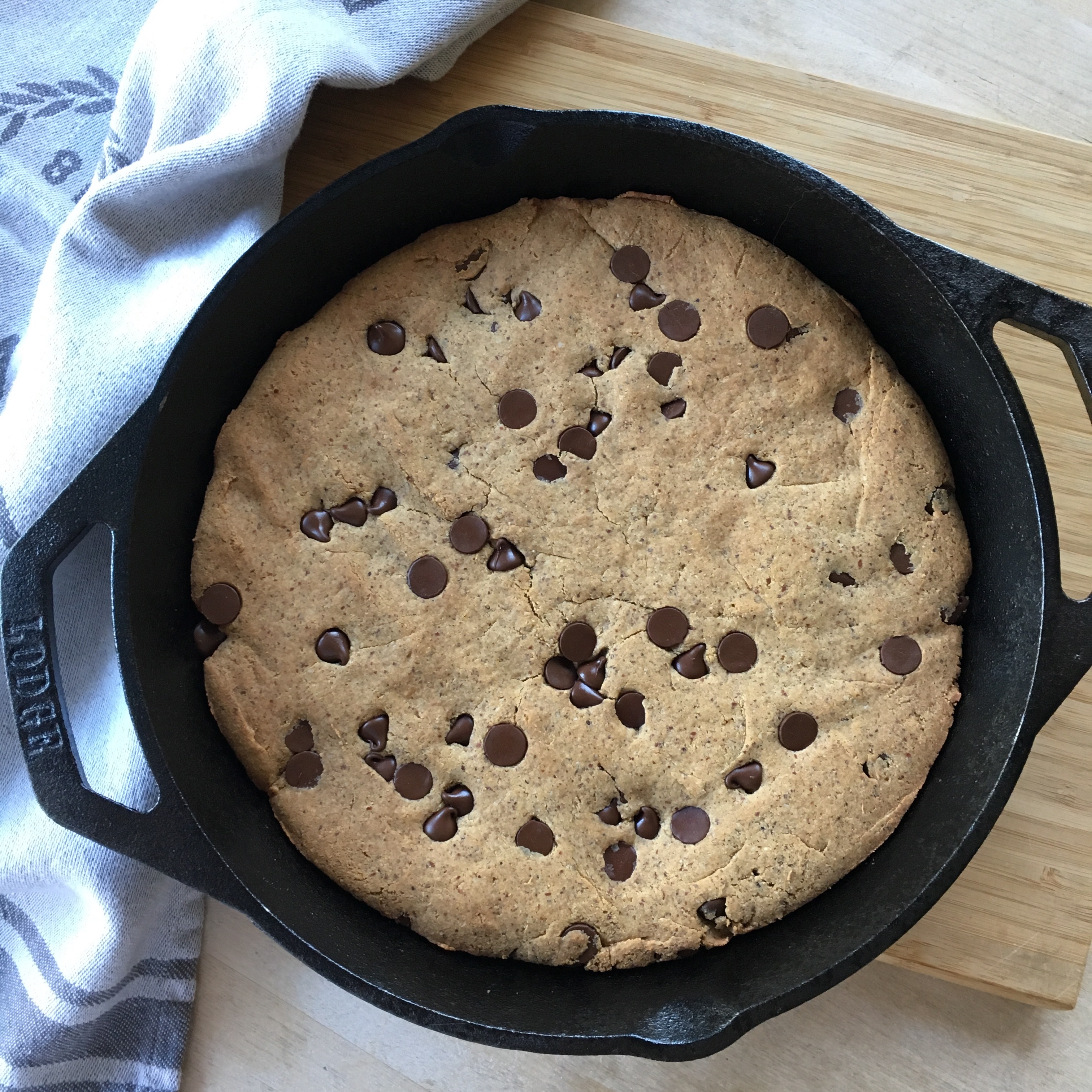 Paleo Deep Dish Chocolate Chip Cookie