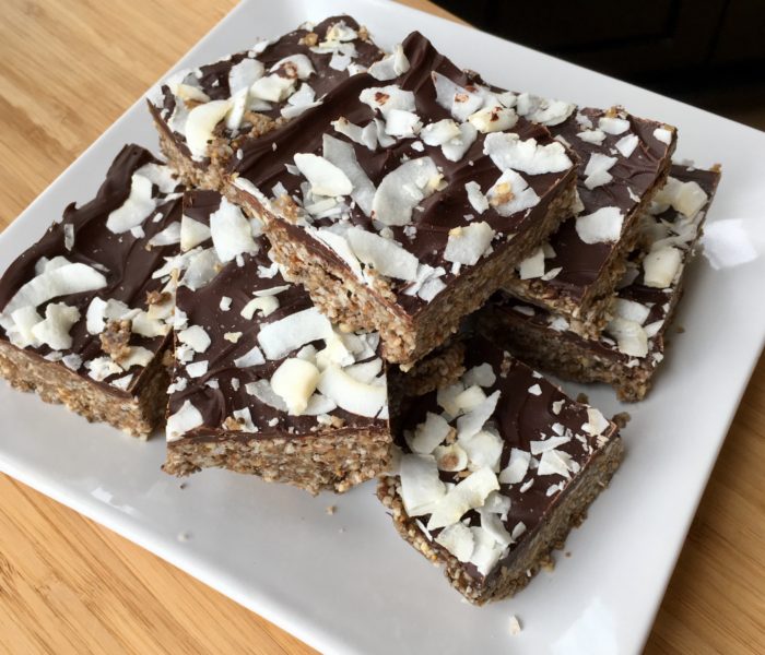 Salted Chocolate Coconut Cashew Bars