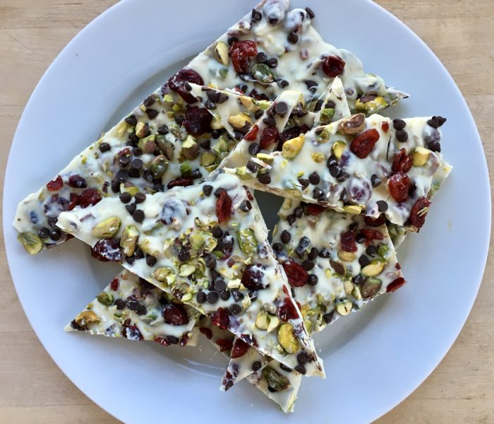 Pistachio Cranberry White Chocolate Bark