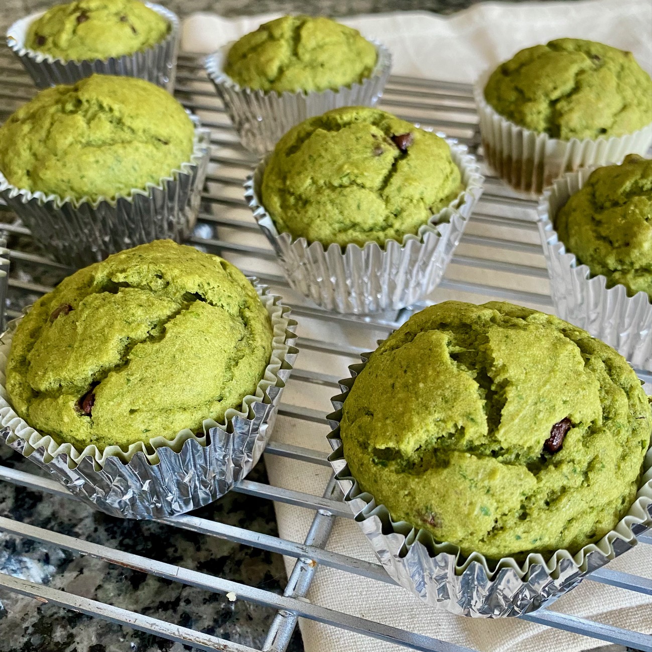 Green Chocolate Chip Muffins (GF)